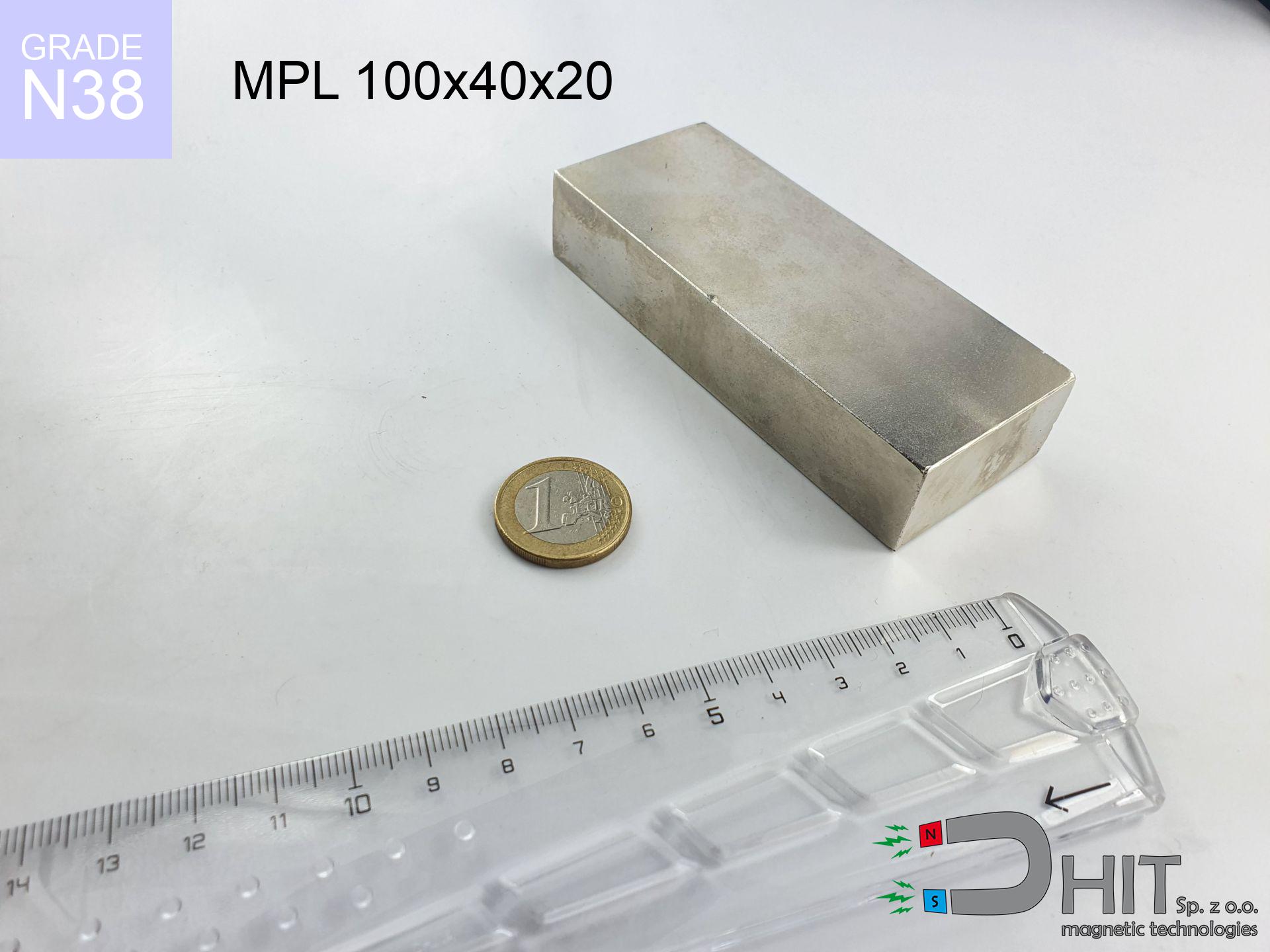 MPL 100x40x20 N38 - magnes neodymowy