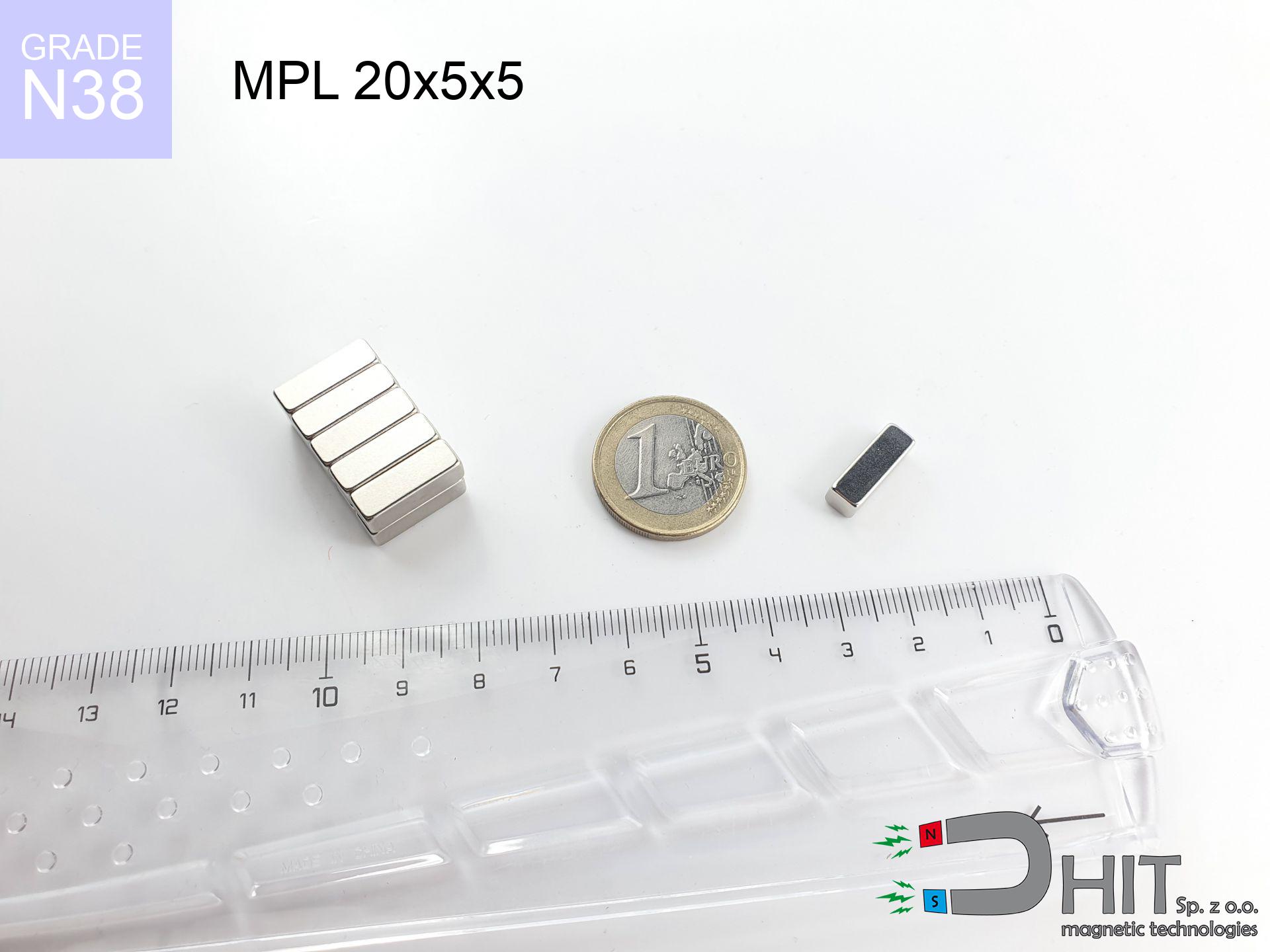 MPL 20x5x5 N38 - magnes neodymowy