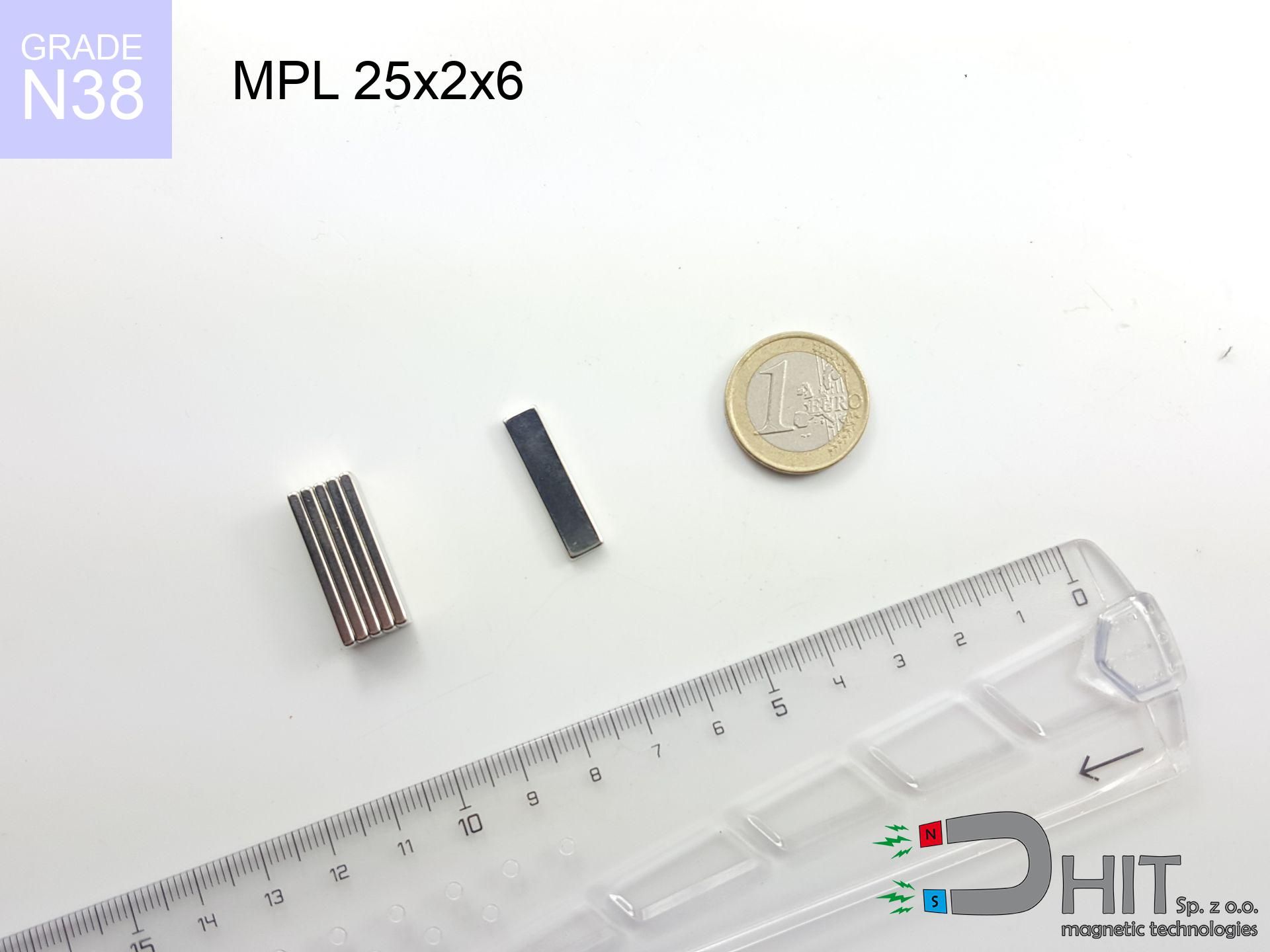 MPL 25x2x6 / N38 - lamellar magnet
