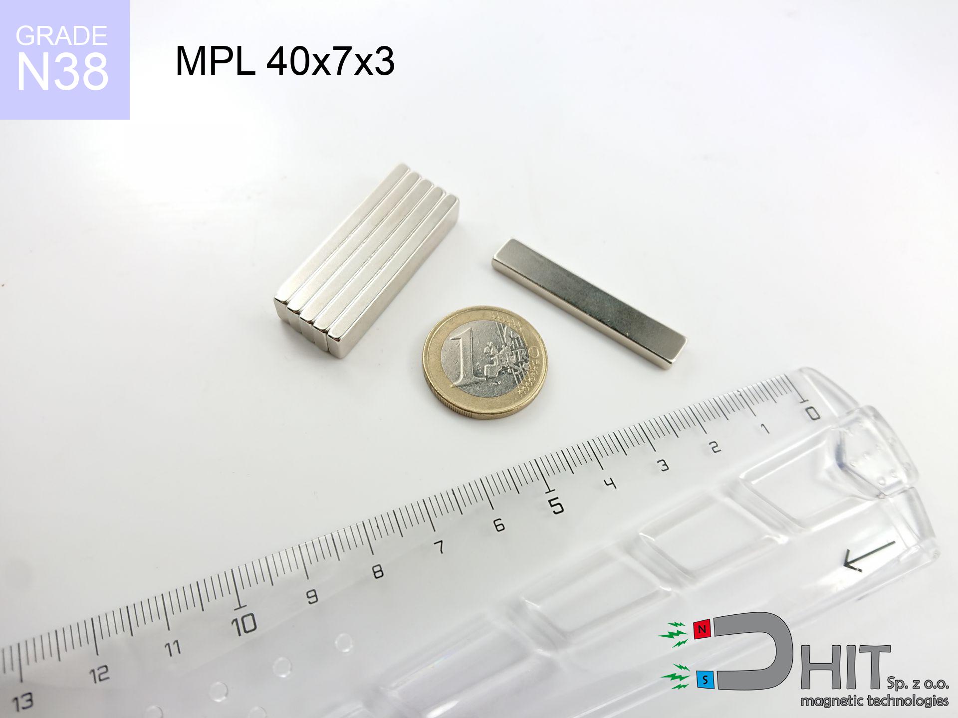 MPL 40x7x3 / N38 - lamellar magnet