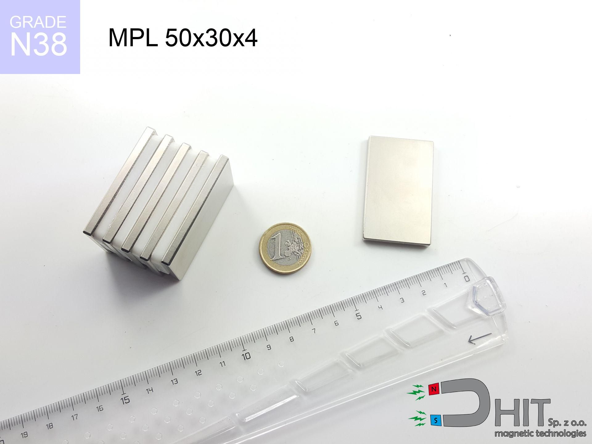 MPL 50x30x4 / N38 - magnes neodymowy płytkowy