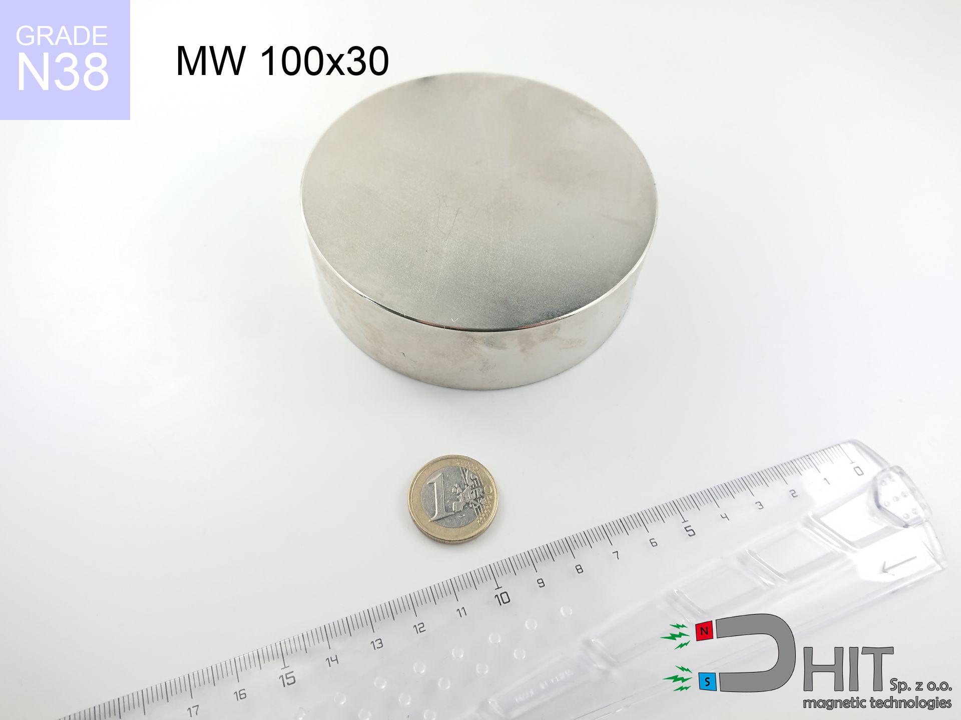 MW 100x30 N38 - magnes neodymowy