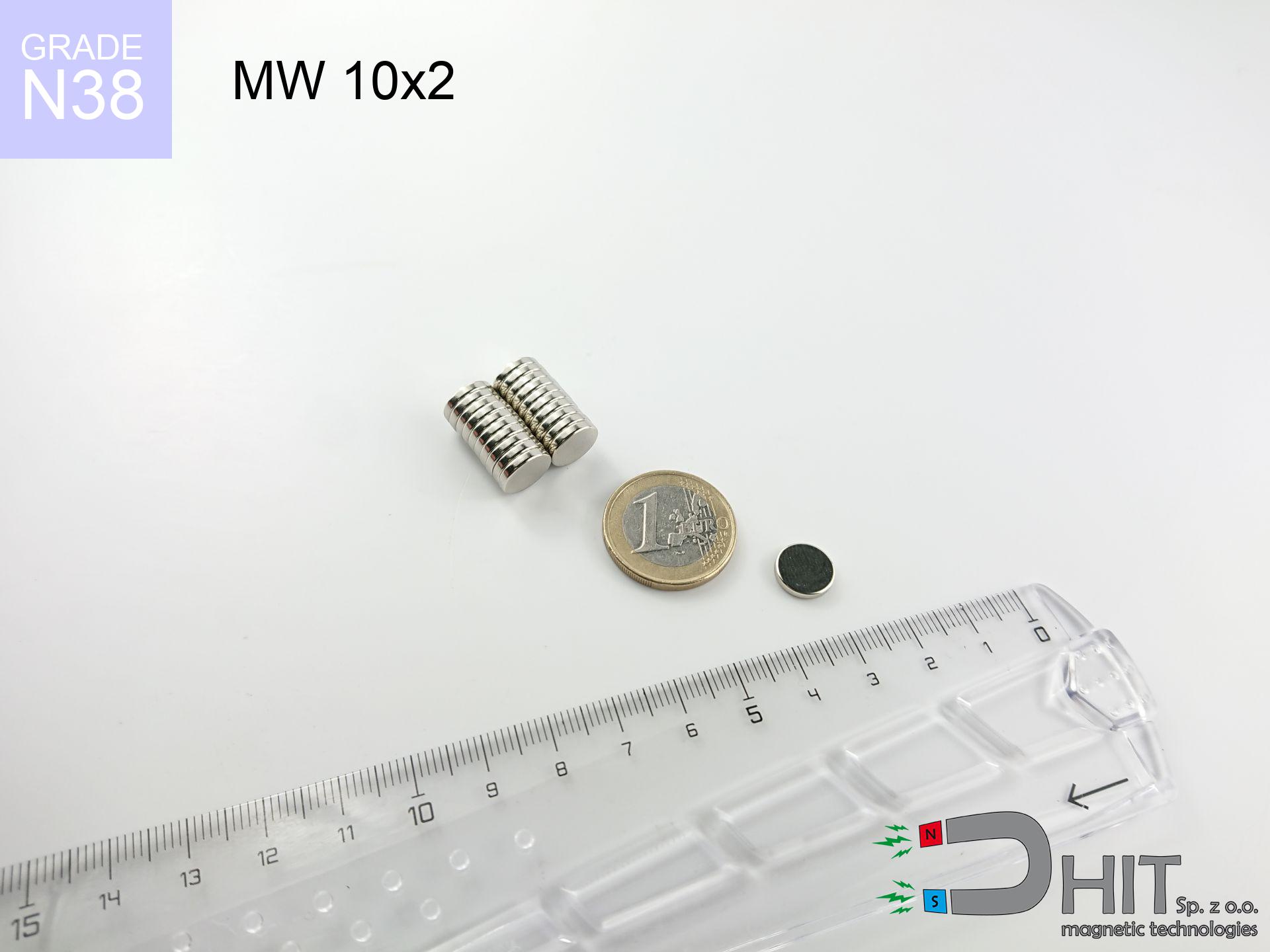 MW 10x2 N38 - magnes neodymowy