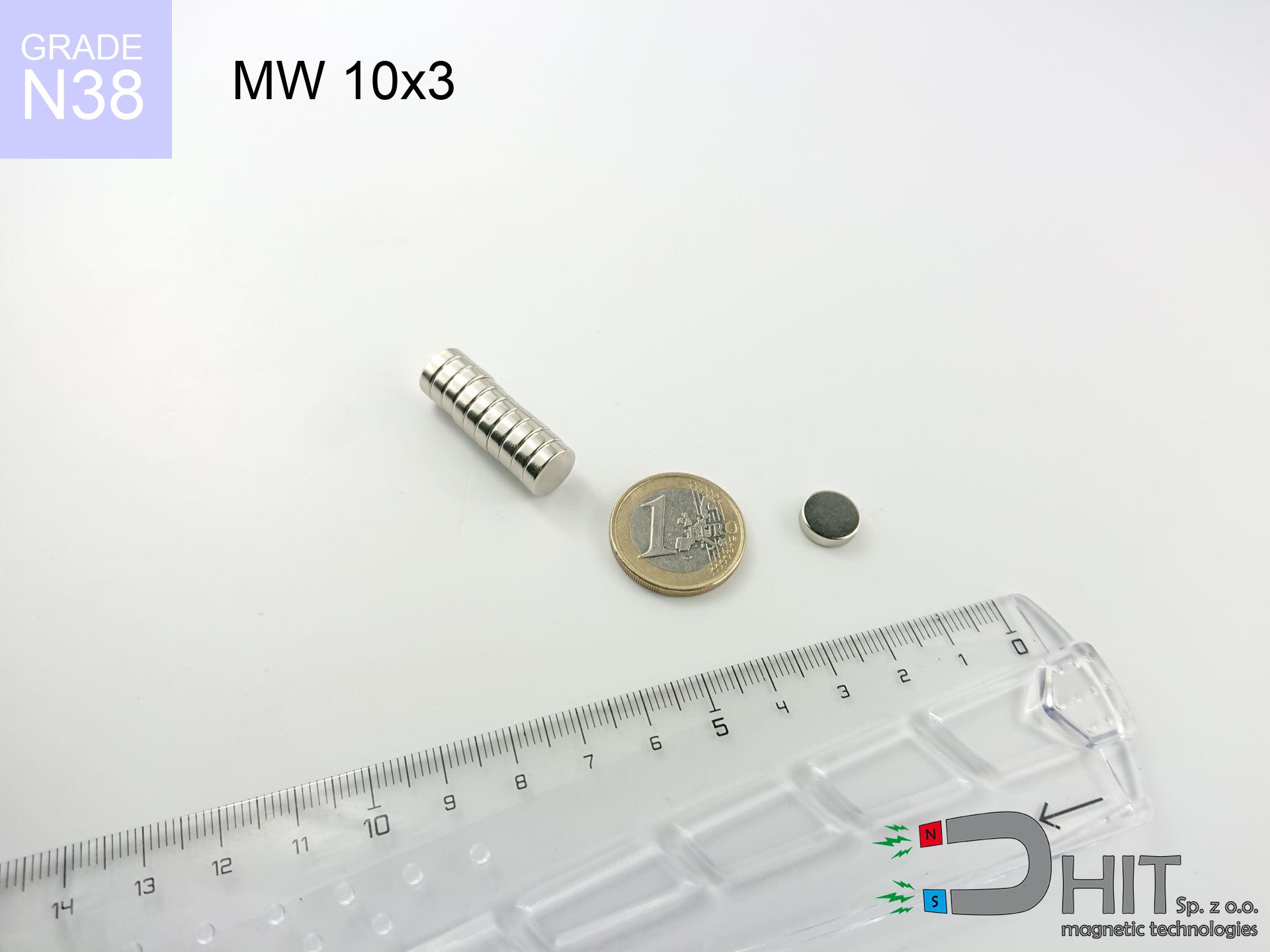 MW 10x3 N38 - magnes neodymowy