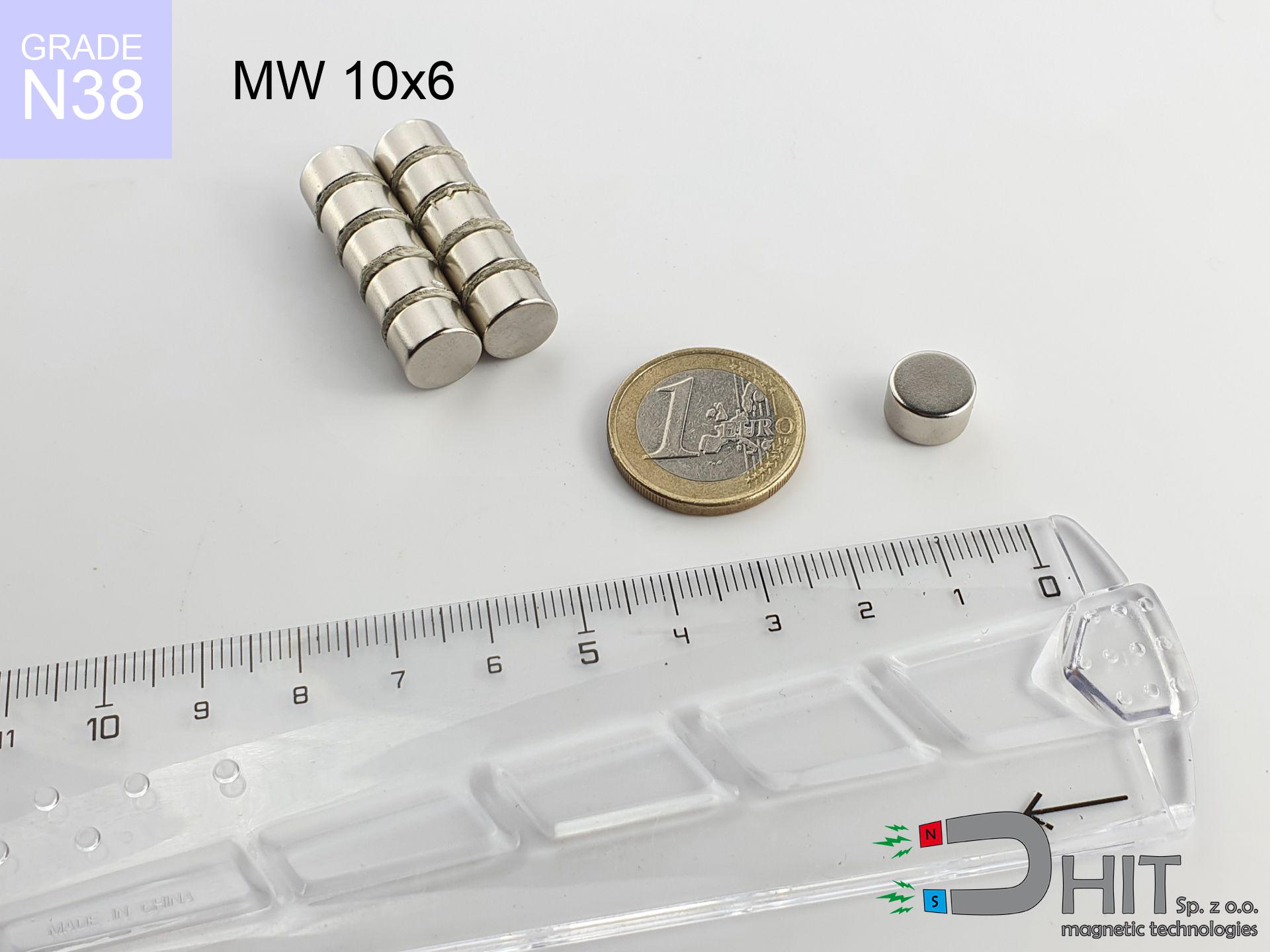 MW 10x6 N38 - magnes neodymowy