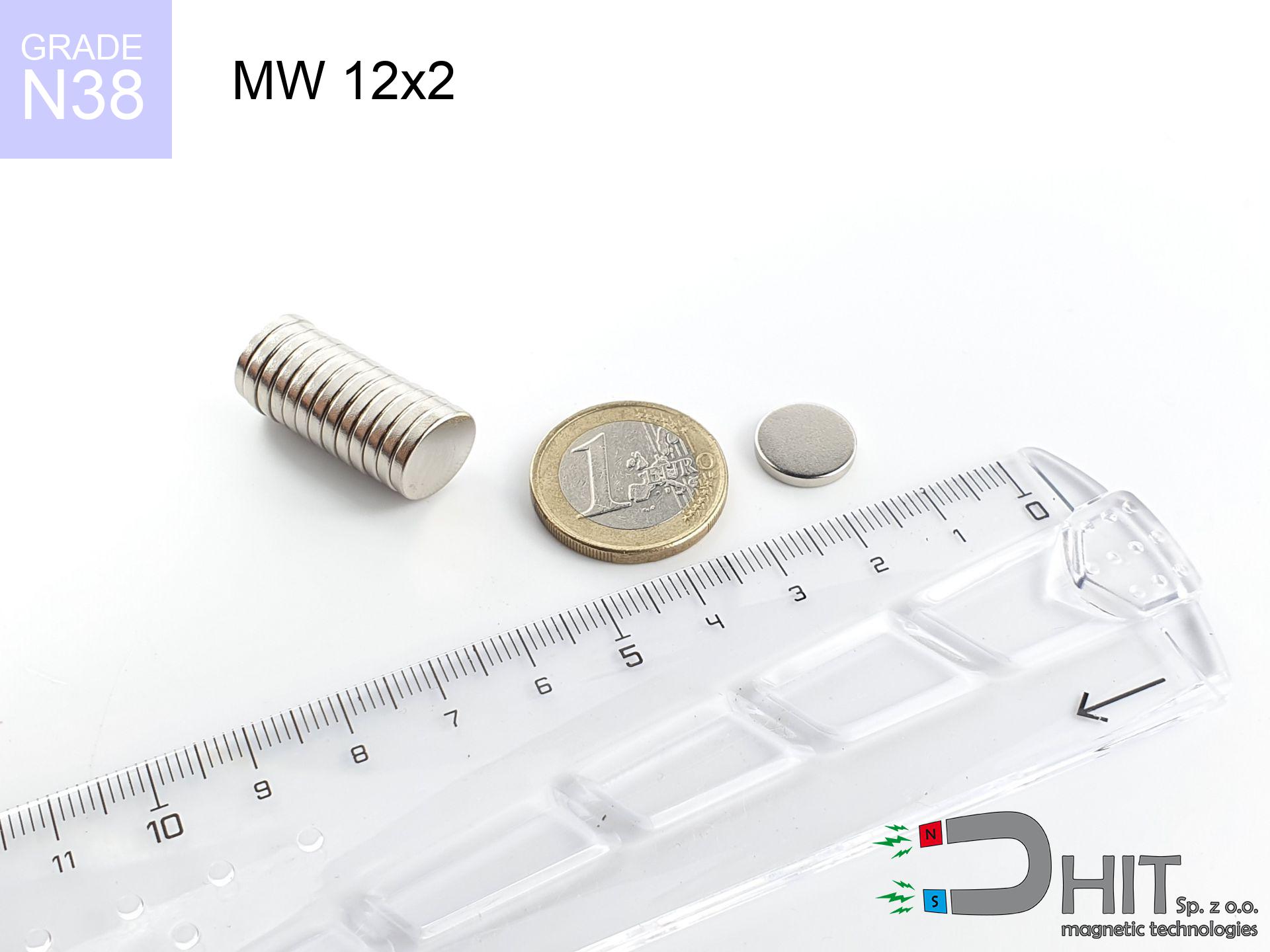 MW 12x2 N38 - magnes neodymowy