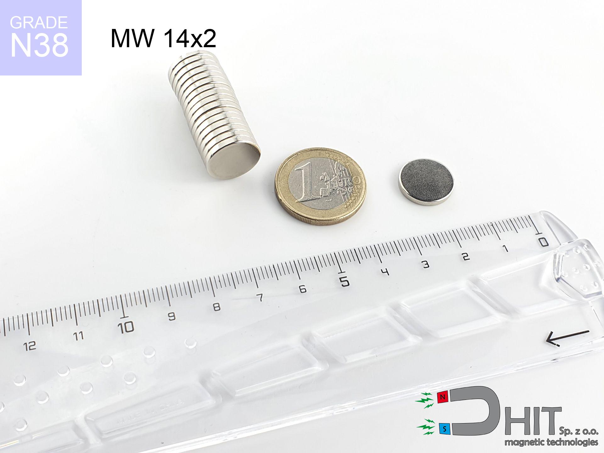 MW 14x2 N38 - magnes neodymowy