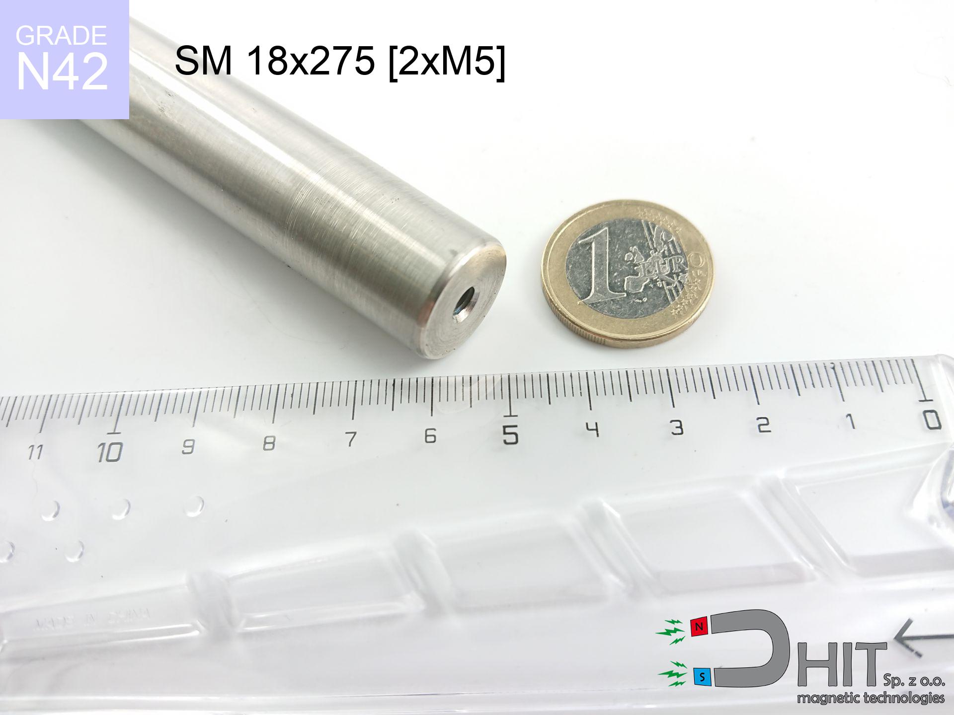 SM 18x275 [2xM5] / N42 - wałek magnetyczny