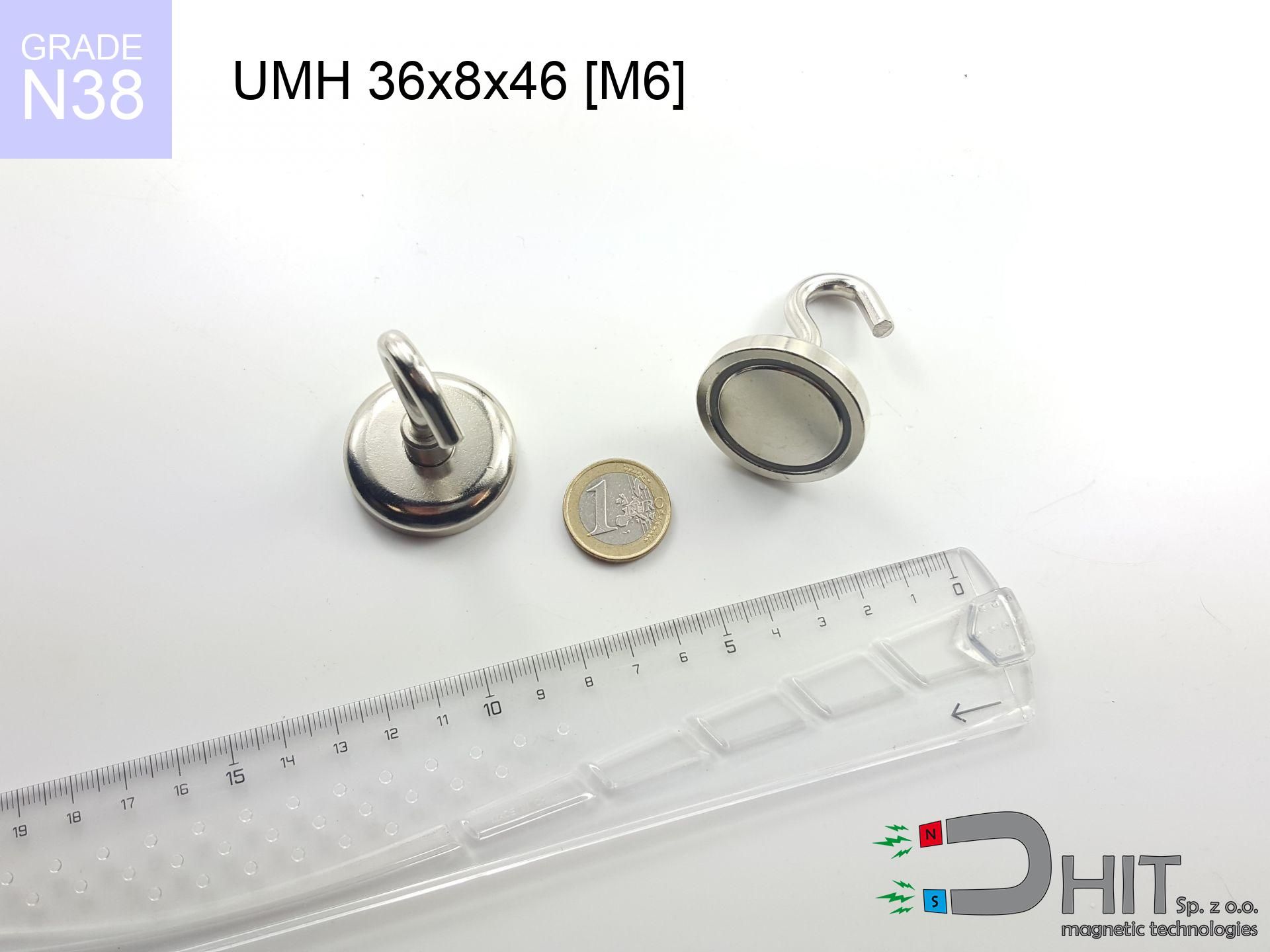 UMH 36x8x46 [M6] / N38 - magnetic holder with hook