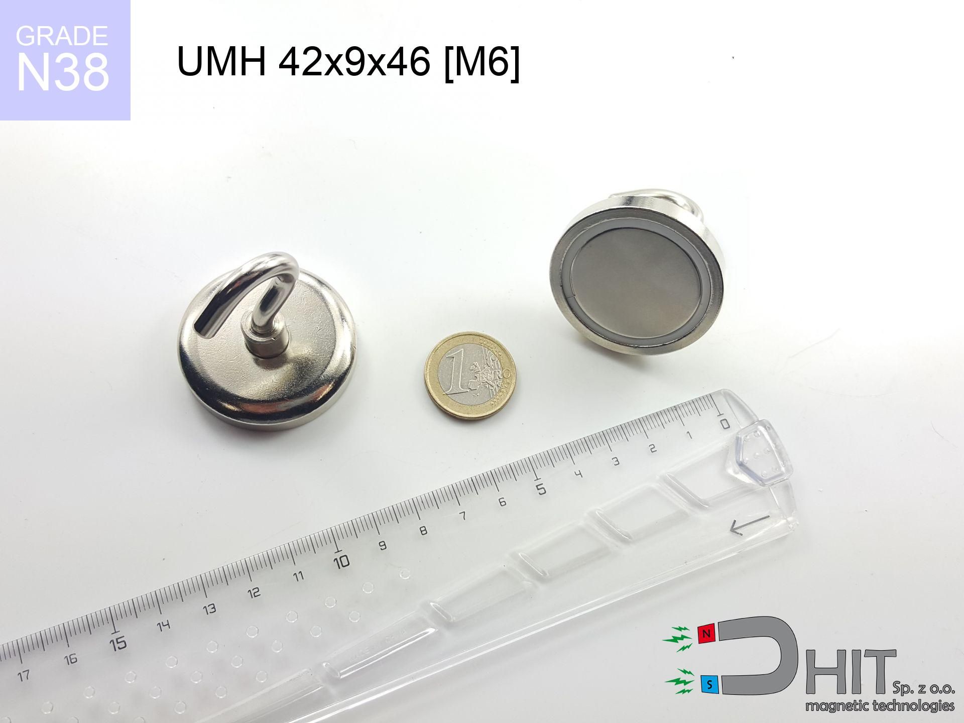 UMH 42x9x46 [M6] / N38 - uchwyt magnetyczny z hakiem