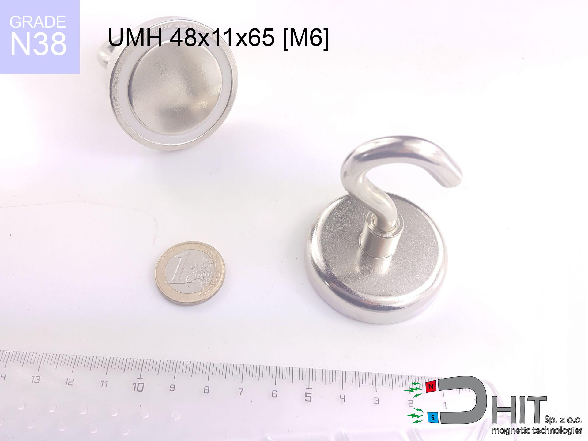 UMH 48x11x65 [M6] / N38 - magnetic holder with hook