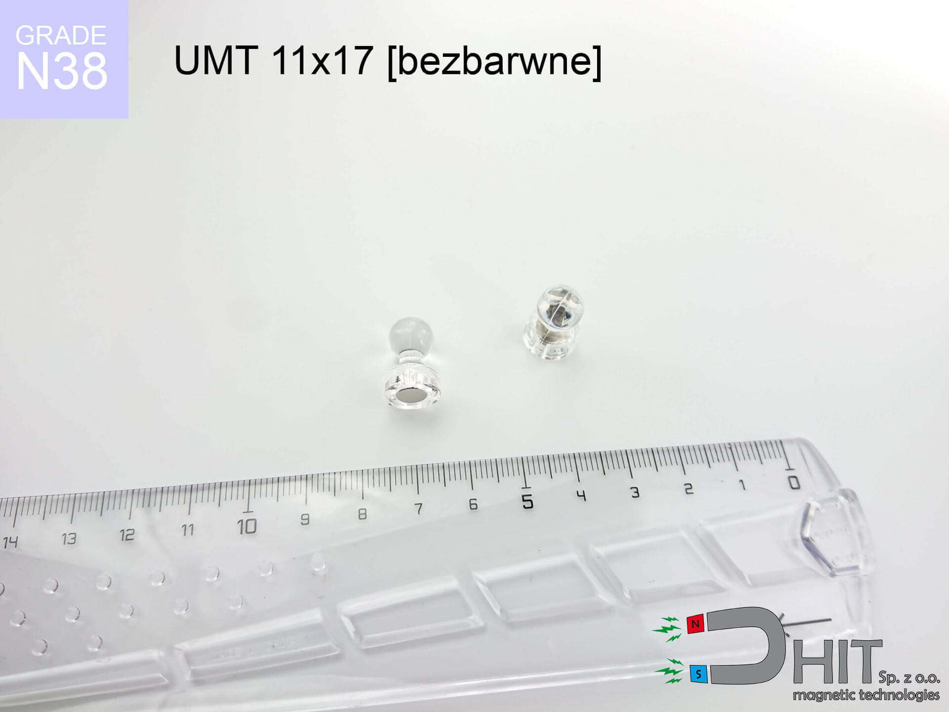 UMT 11x17 colorless N38 - pionek magnetyczny