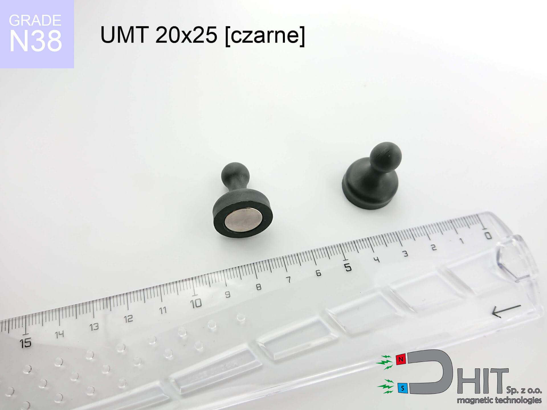 UMT 20x25 black N38 - pionek magnetyczny
